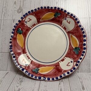 VIETRI Solimene Campagna Pig Carrot Porco Hand Painted Ceramic Salad Plate  8.5"